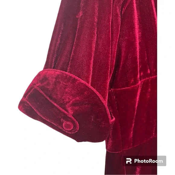Unique Vintage Burgundy Red Velvet Delores Dress - Size 1X/16 - Picture 8 of 11